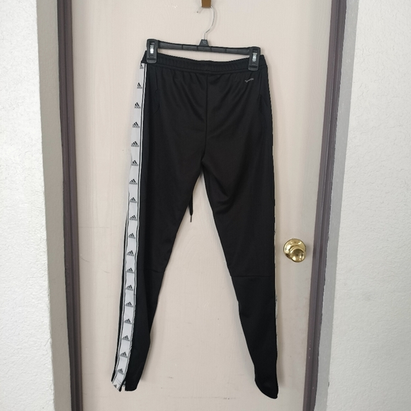 Adidas Mens Athletic Pants Joggers Black White Stripe Logo Ankle Zip Size:xsmall - Picture 5 of 6